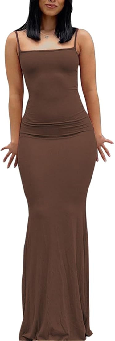 ABINGOO Women Long Sleeve Bodycon Dress Sexy Low Cut Neckline Slim Sleeveless Maxi Cami Dresses P... | Amazon (CA)