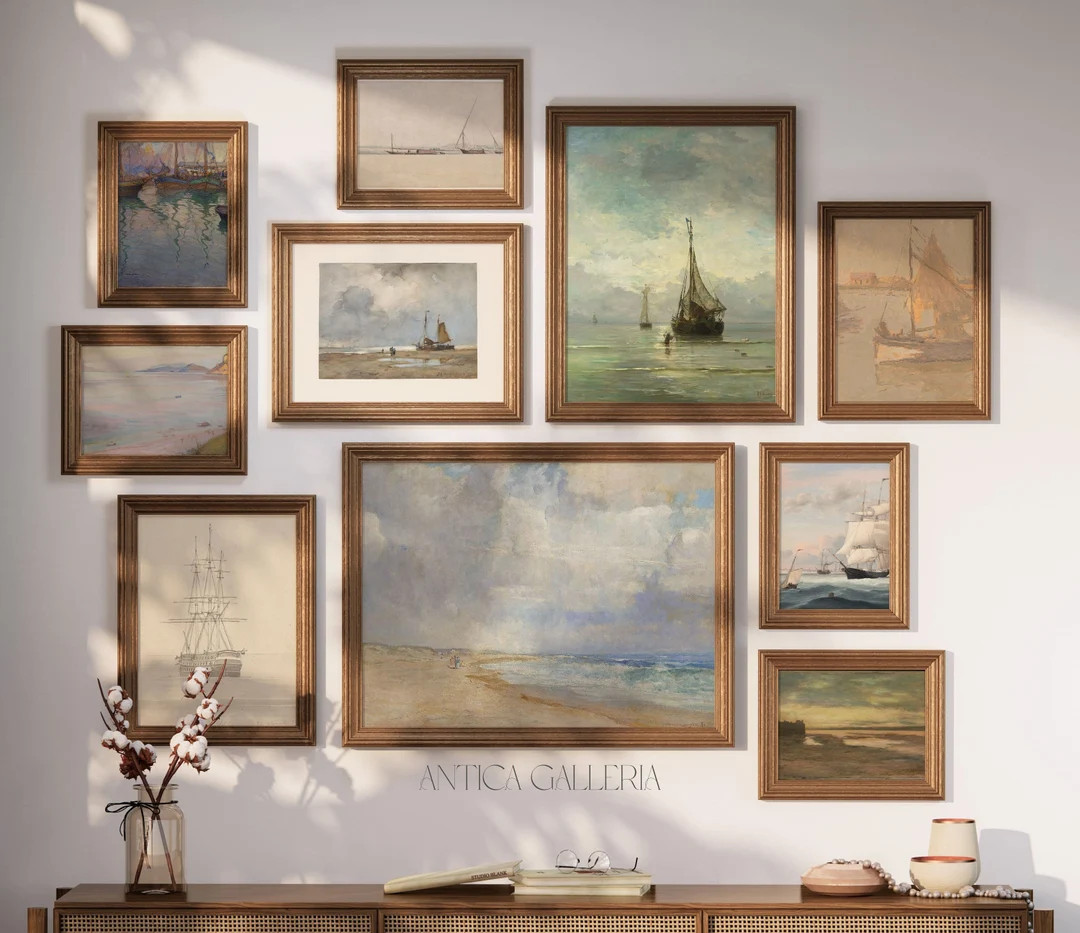 Nautical Vintage Gallery Wall SET of 10 | Coastal Painting | Antique Beach Home Decor | PRINTABLE... | Etsy (Global)