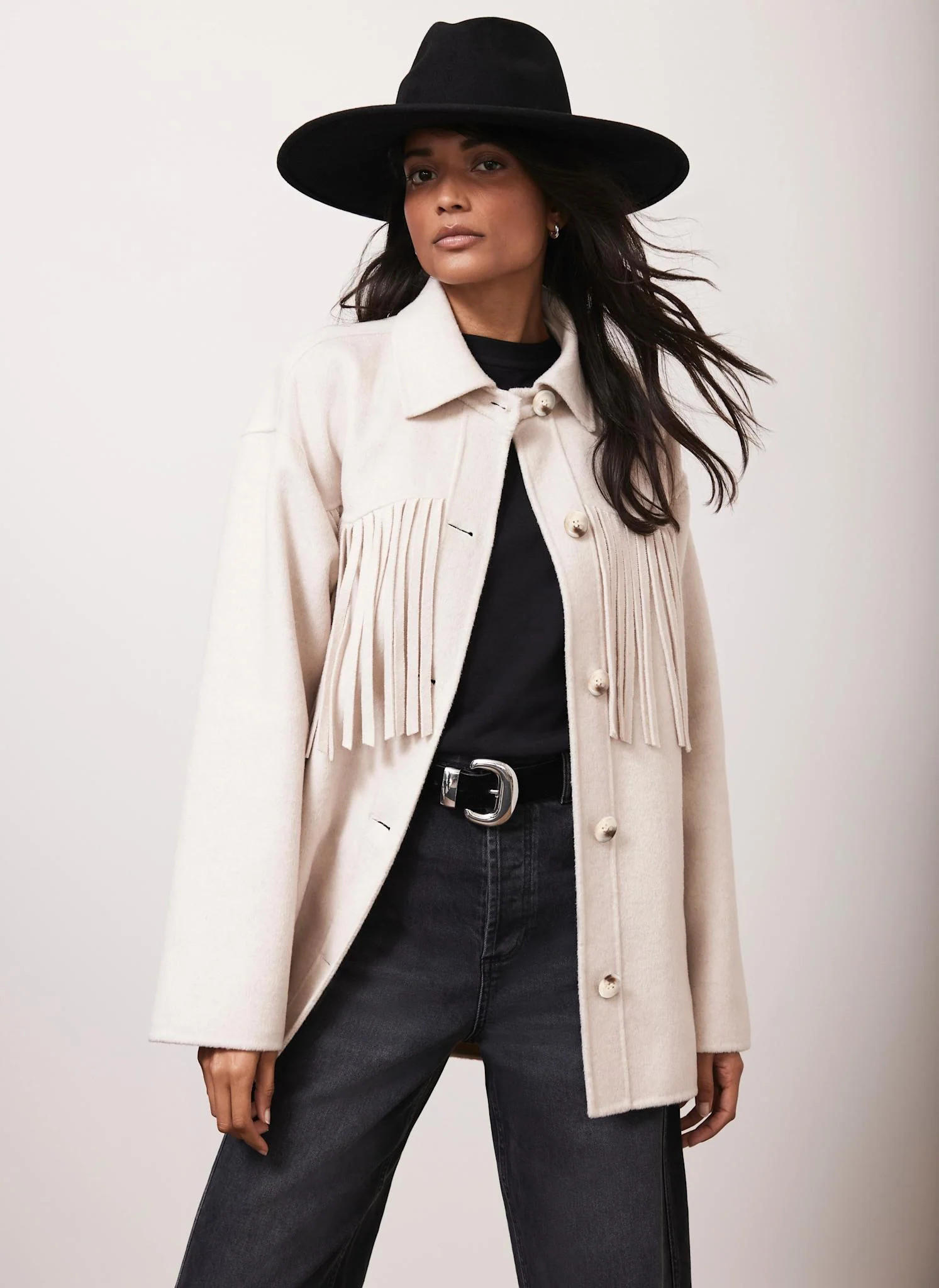 Neutral Double Faced Tassel Detail Jacket | Mint Velvet
