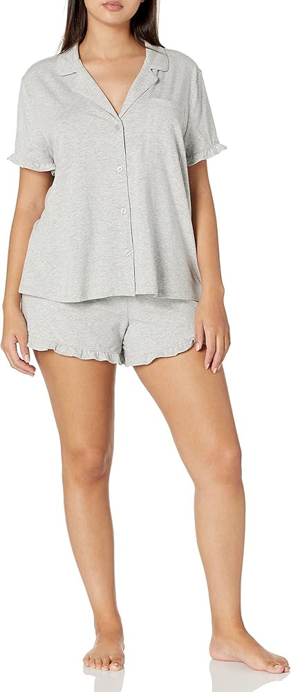 Amazon Essentials Womens Cotton Modal Piped Notch Collar Pajama Set, Comfortable Loungewear (Avai... | Amazon (US)