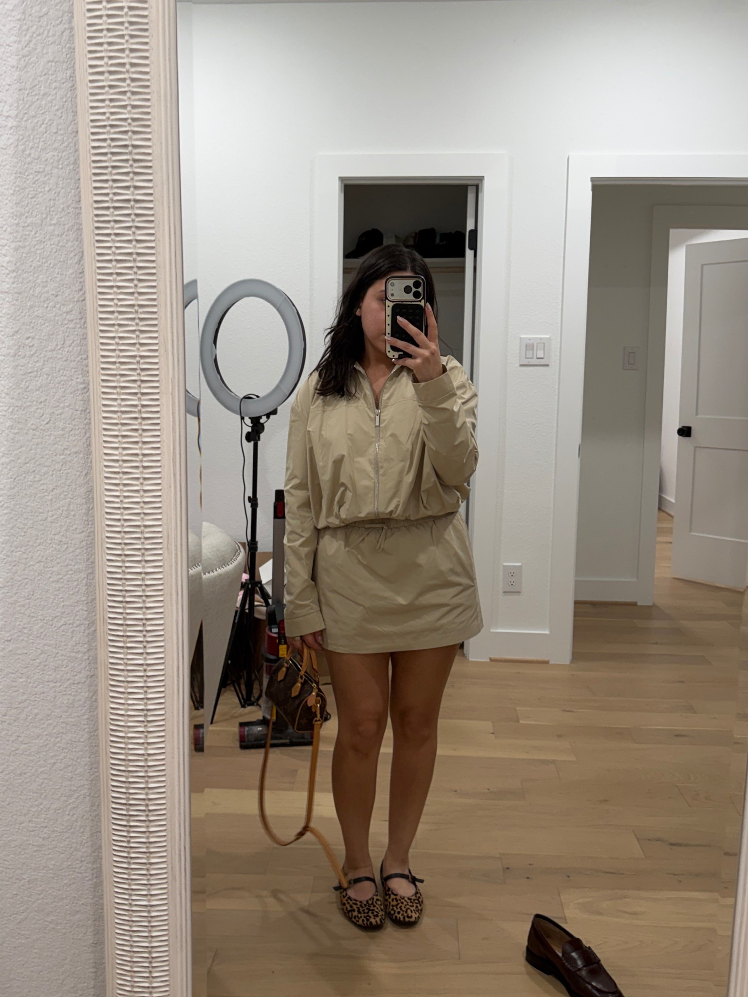 Jacket: small
Skirt: medium 
Flats: 6.5 
Nano speedy bag 

#LTKootd #LTKgrwm #LTKPetite