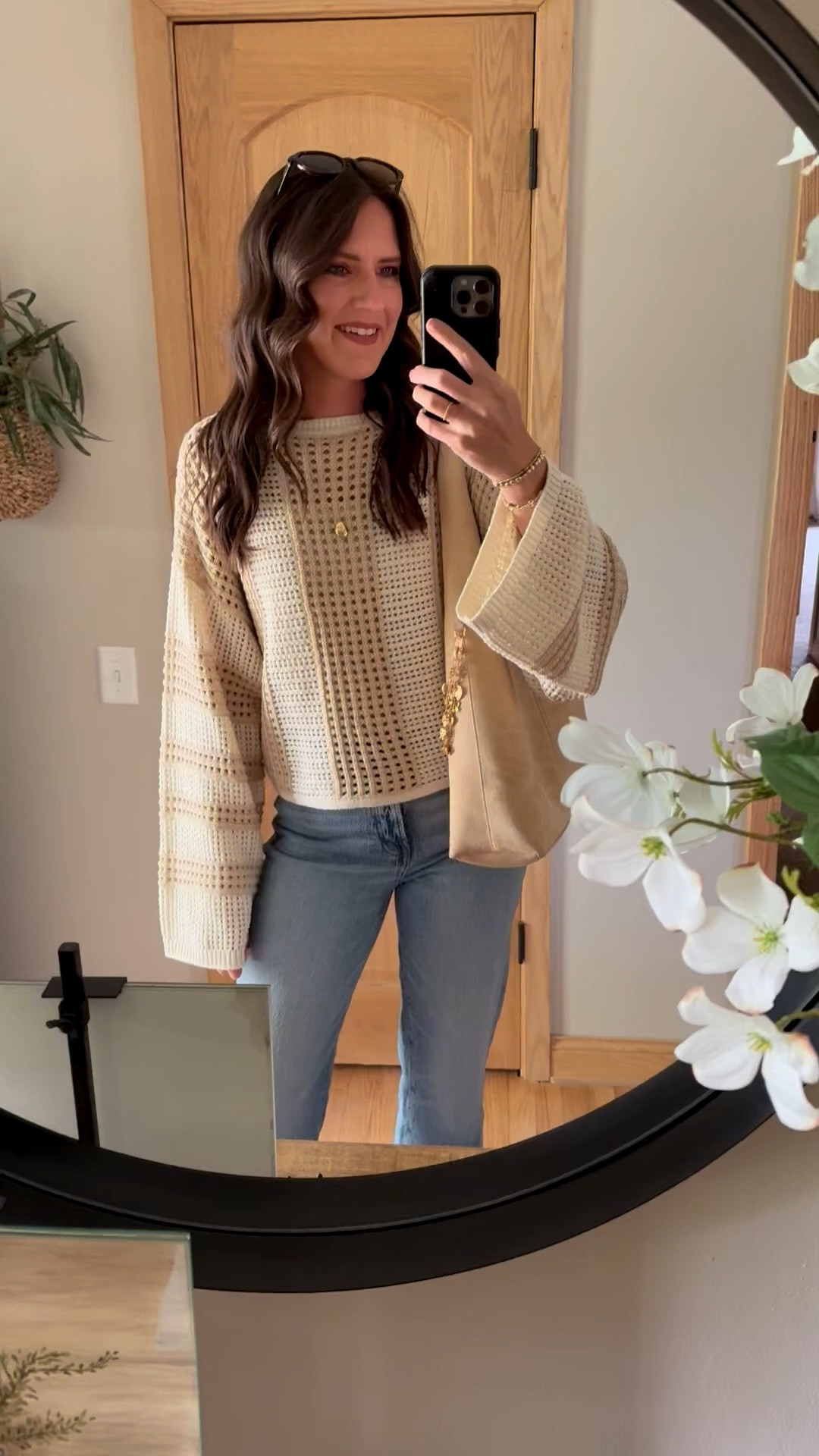 Wearing a medium 