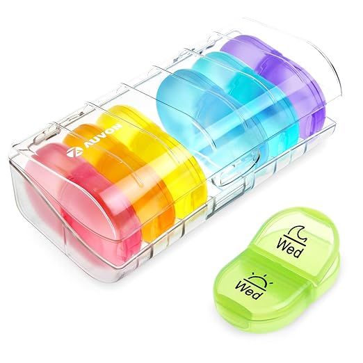 AUVON iMedassist Portable Daily Pill Organizer (Twice-A-Day), Weekly AM/PM Pill Box Case with Moi... | Amazon (US)
