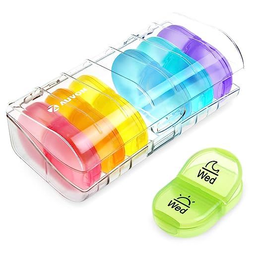 AUVON iMedassist Portable Daily Pill Organizer (Twice-A-Day), Weekly AM/PM Pill Box Case with Moi... | Amazon (US)