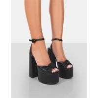 Knot On Black Pu Platform High Heels | Public Desire (US & CA)