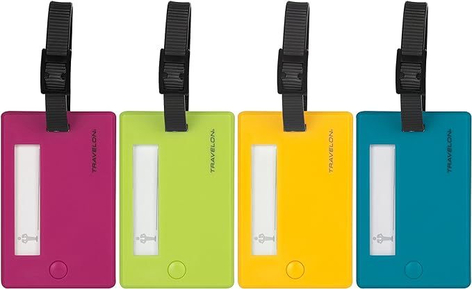 Travelon Set of 4 Assorted Color Luggage Tags, One Size | Amazon (US)