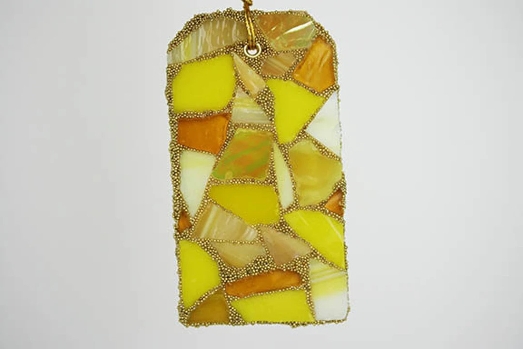Yellow Mosaic Ornament Stained Glass Gold Metallic Amber - Etsy | Etsy (US)