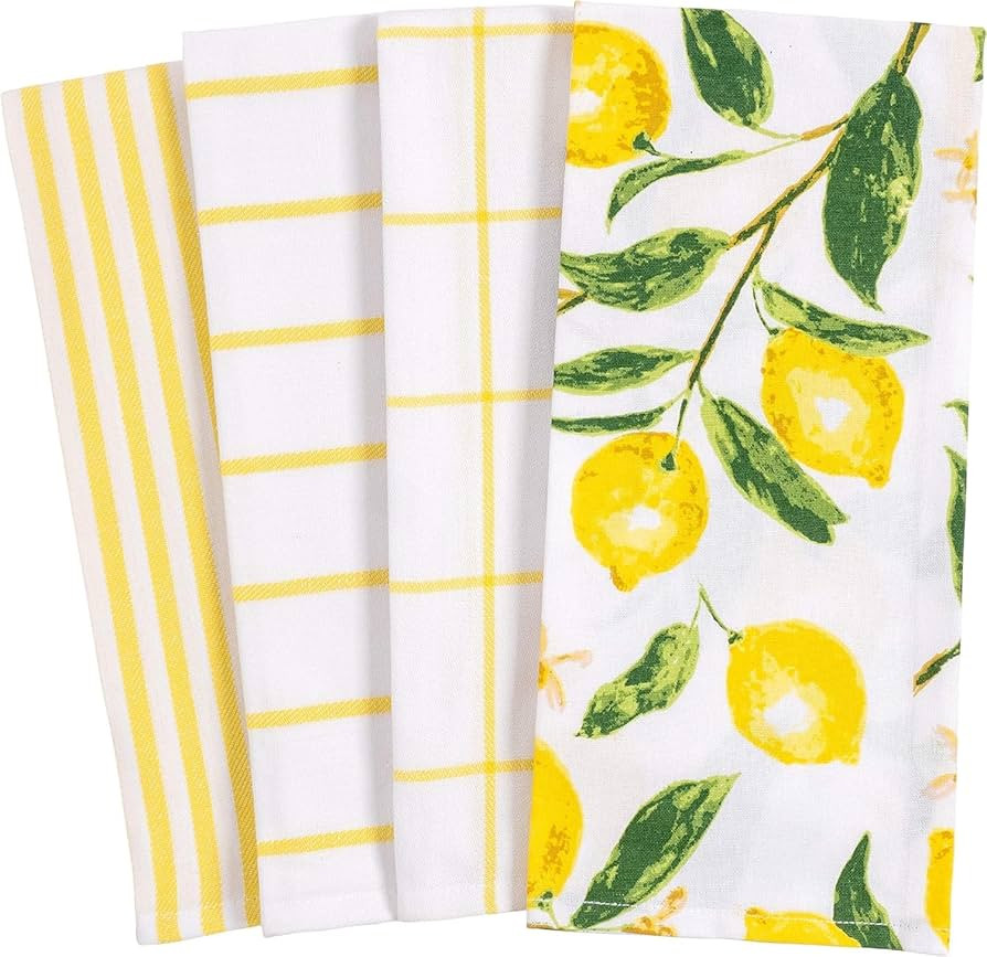 KAF Home Pantry Lemons All Over Kitchen Dish Towel Set of 4, Cotton, 18 x 28-inch | Amazon (US)