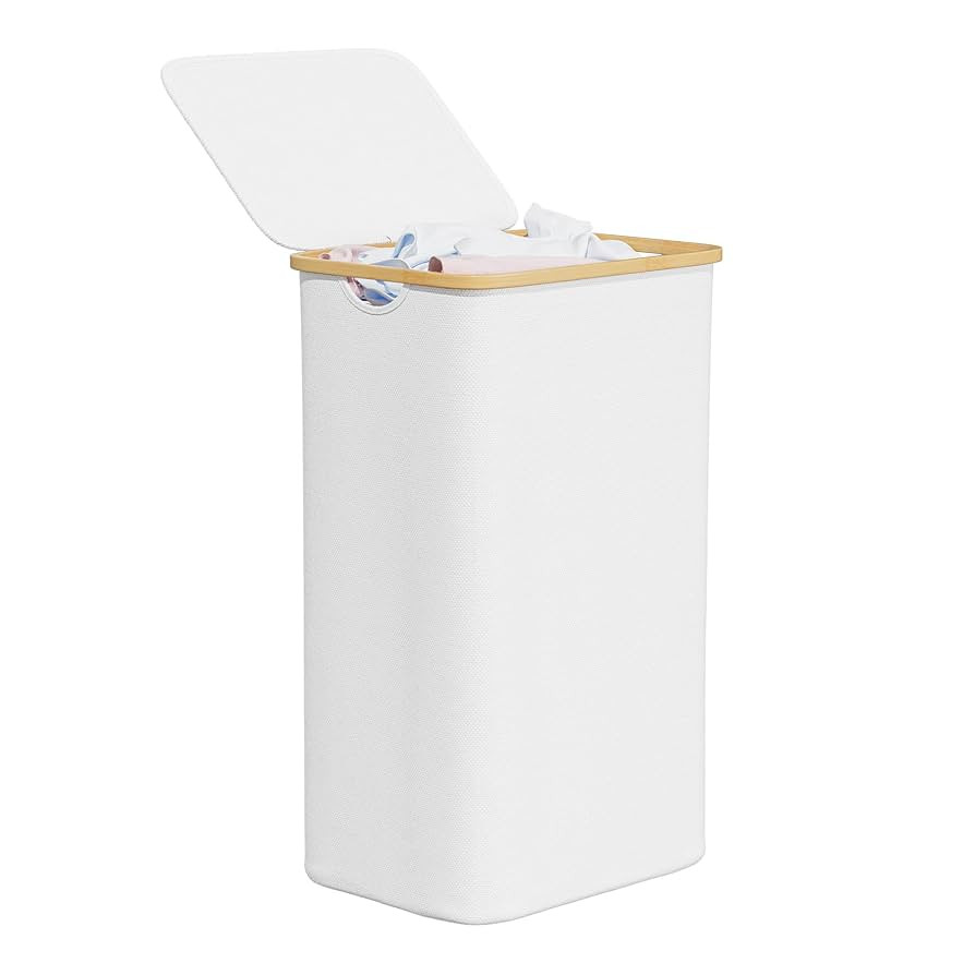 SpaceAid Laundry Hamper with Lid, 110L Large Tall Clothes Basket Bin with Bamboo Handles, Collaps... | Amazon (US)
