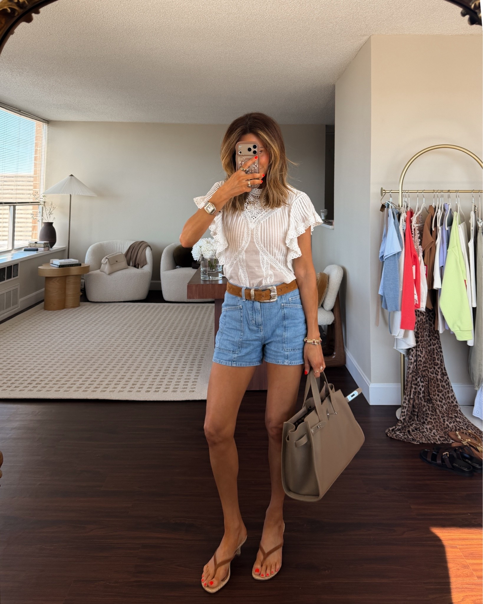 Friday work from home + coffee run!! 
Shorts size 25, fits generously 
Top also fit generously xs 
My favorite western style belt and suede/raffia sandals and my amazing work tote I’ve been loving!

#LTKootd #LTKgrwm #LTKSeasonal