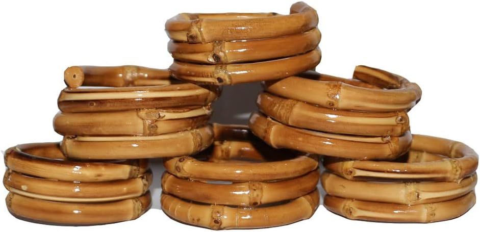 Bamboo Napkin Rings, Napkin Ring Set of 6, Handmade Natural Napkin Holder Ring for Table Decorati... | Amazon (US)