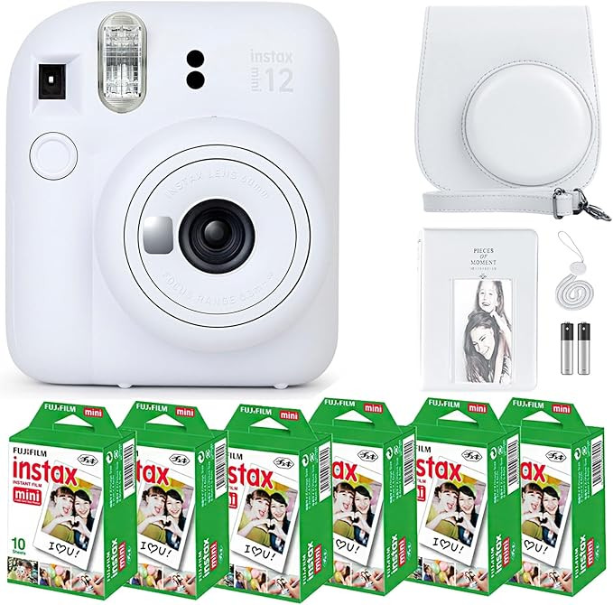 Fujifilm Instax Mini 12 Instant Camera Clay White and Fuji Film Value Pack (60 Sheets) Bundle wit... | Amazon (US)