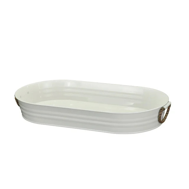 Better Homes & Gardens Vanilla White Galvanized Steel Oval Tray,19.88 in x 10.63 in | Walmart (US)