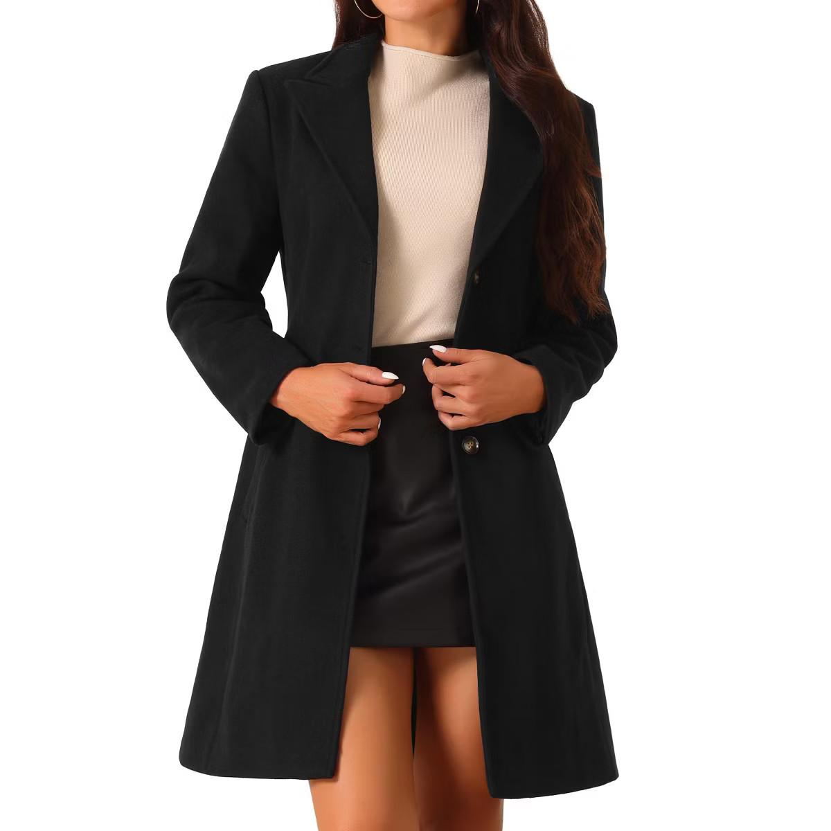 Seta T Women's Single-Breasted Notched Lapel Winter Peacoat | Target