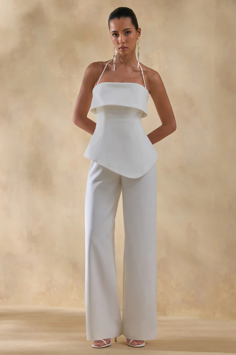 Zura  Blanco Escote Cuadrado Mono | Club L London