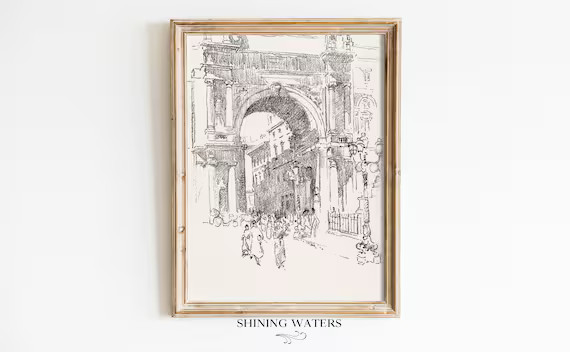 Vintage European Street Sketch Printable Wall Art  Instant | Etsy | Etsy (US)