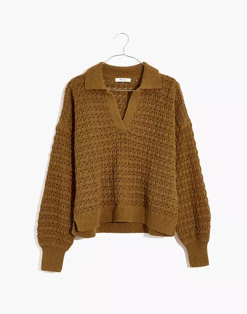 Sunbury Open-Stitch Polo Sweater | Madewell
