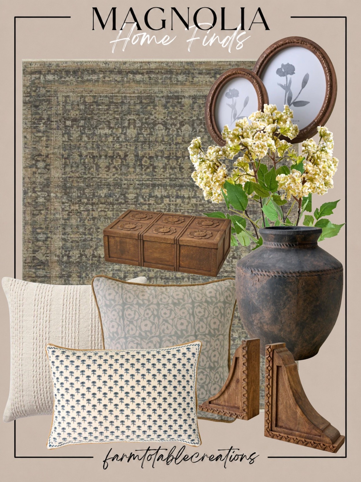 Timeless Magnolia Home Finds You’ll Love 🤍

If you’re dreaming of a home that feels warm, collected, and effortlessly beautiful, these Magnolia finds are the perfect place to start. From vintage-inspired rugs and carved wood accents to soft blue textiles and classic pottery, every piece adds timeless charm and cozy character that works beautifully in any space.

Follow @farmtotablecreations on Instagram for more cozy home finds and trending decor.

#LTKHome #Magnolia #MagnoliaHome #HomeDecor #NeutralHome #VintageStyle #CozyHome #DesignerInspired #LivingRoomDecor #HomeInspiration #TimelessDesign #TraditionalStyle #InteriorStyling #FarmhouseStyle #FarmToTableCreations

#LTKHome
