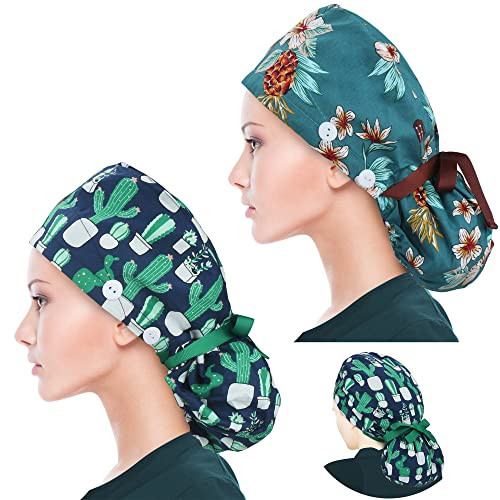 ABAMERICA Ponytail Scrub Caps for Women Surgical Caps Scrub Cap with Functional Ponytail Holder for Long Hair, Single or Satin-Lined | Amazon (US)