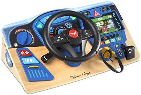 Melissa & Doug Vroom & Zoom Interactive Wooden Dashboard Steering Wheel Pretend Play Driving Toy | Amazon (US)