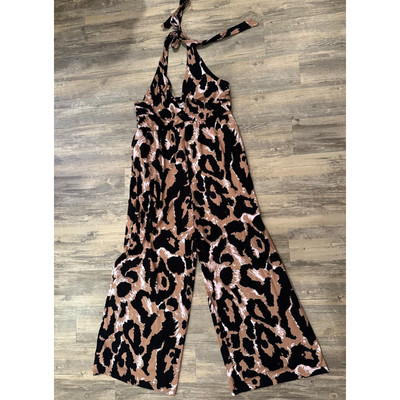 DVF x Target Halter Leopard Neutral Jumpsuit XXL Diane Von Furstenburg Pockets  | eBay | eBay US