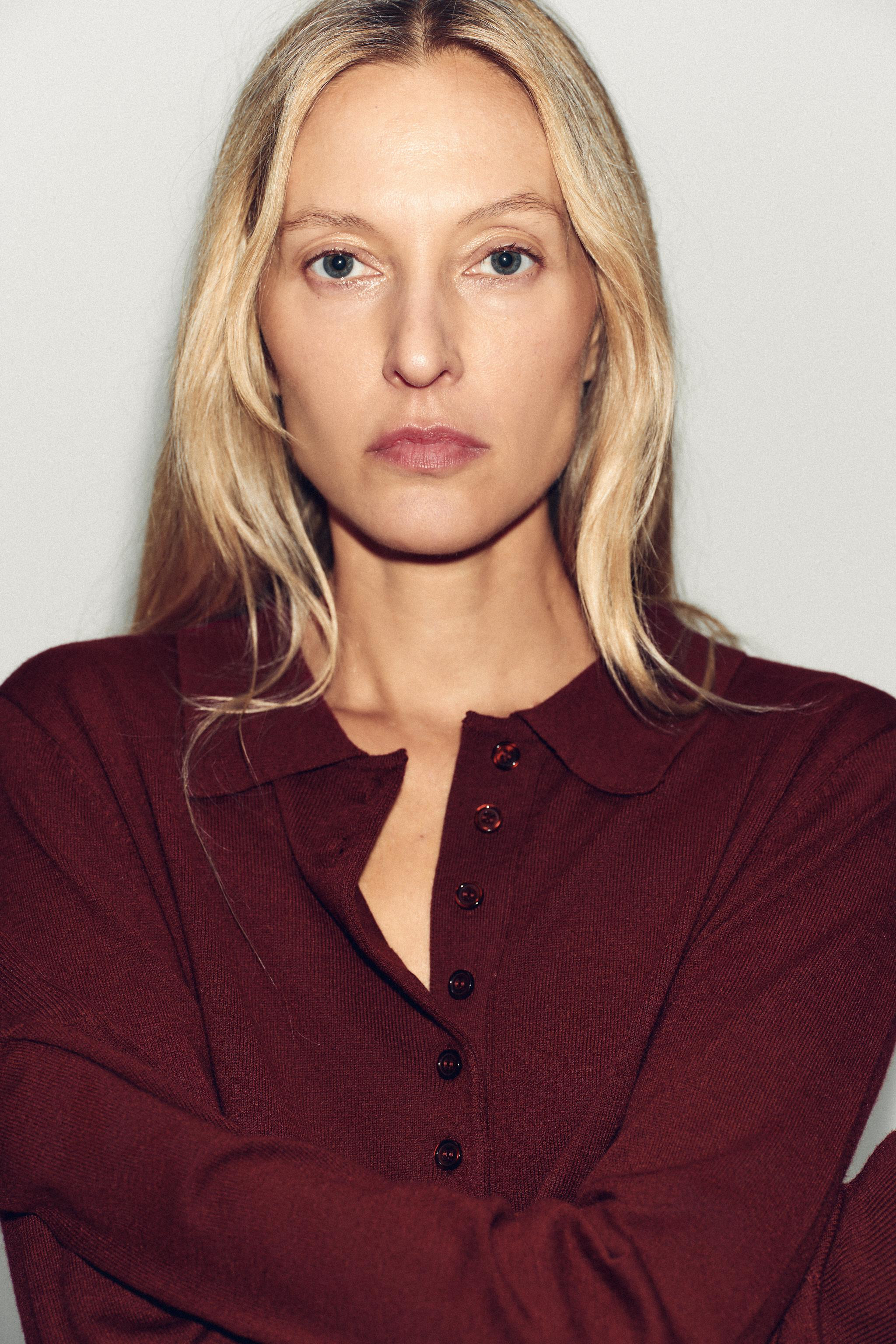 PLAIN KNIT POLO SWEATER | Zara US