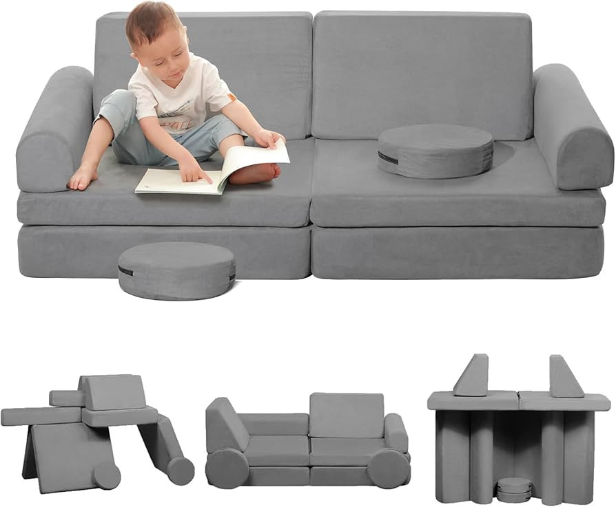 Kids Couch,8-Piece Toddler Play Couch,Floor Sofa Imaginative Furniture Play Set for Bedroom Playr... | Amazon (US)