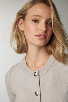 Maeve Short-Sleeve Crew-Neck Cardigan Sweater | Anthropologie (US)
