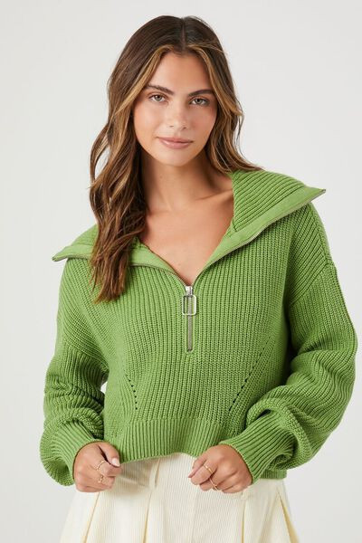 Half-Zip Ribbed Sweater | Forever 21 (US)
