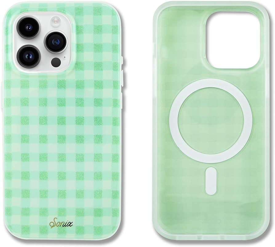 Sonix Case for iPhone 15 Pro Max | Compatible with MagSafe | 10ft Drop Tested | Minty Gingham | Amazon (US)
