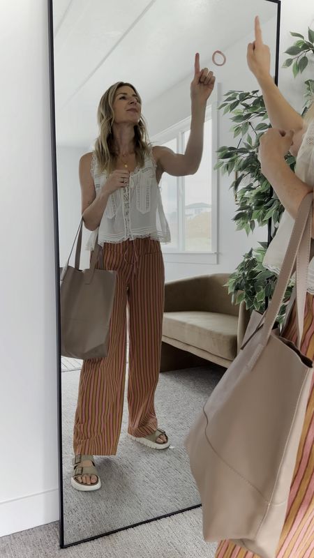 Same shirt worn 4 different ways - loose fitting linen striped pants, boxer shorts, the prettiest flowy maxi skirt and not-so barreled barrel jeans (come in lots of colors, size down) - so many cute summer outfit ideas in here!

#LTKSeasonal #LTKStyleTip #LTKTravel