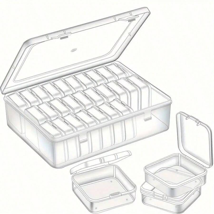 1pc 6/14/18/20/28/30/56 Compartment Independent Packing Dustproof Transparent Plastic Case, Jewel... | SHEIN