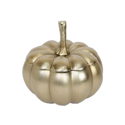SMALL GOLD METAL PUMPKIN BOWL WITH LID | Wayfair North America