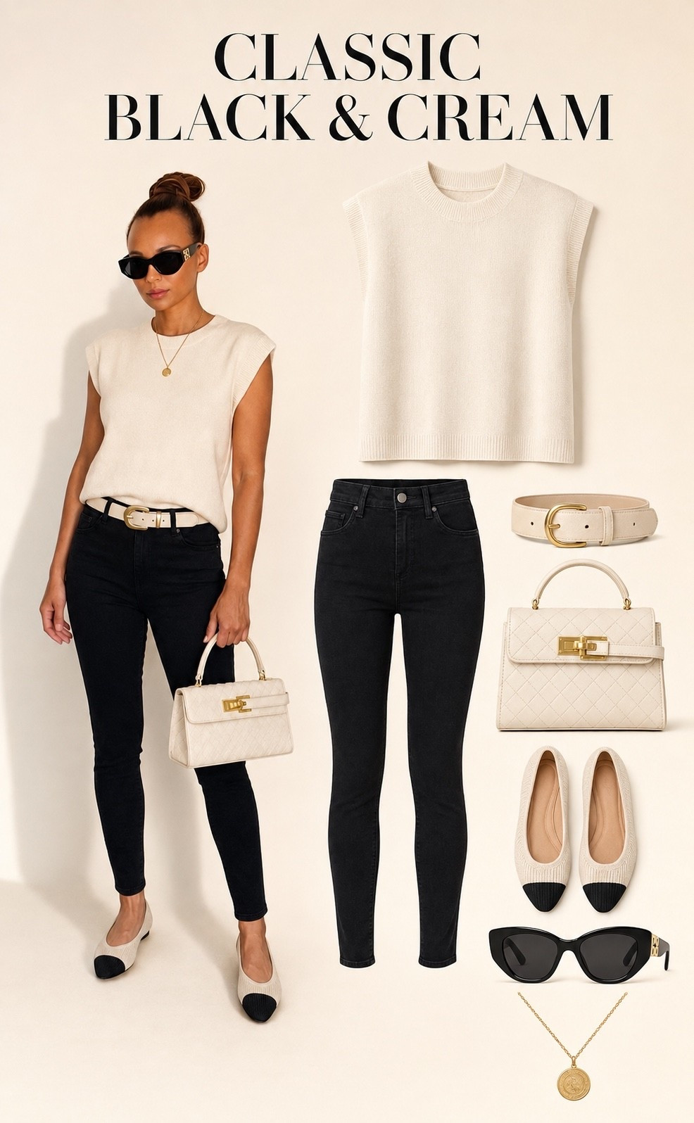 Classic black and cream never goes out of style 🖤🤍 This polished look pairs a soft knit top with slim black jeans, two-tone flats, and gold accessories. Perfect for work, lunch, or an effortlessly chic day out. Everything is linked! ✨

#LTKStyle #ClassicStyle #BlackAndCream #EverydayChic #WorkwearStyle #NeutralFashion

#LTKootd