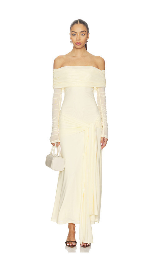 Bardot Selina Tie Front Mesh Dress in Yellow. Size 12. Also in 4, 2, 6. | Revolve Clothing (Global)