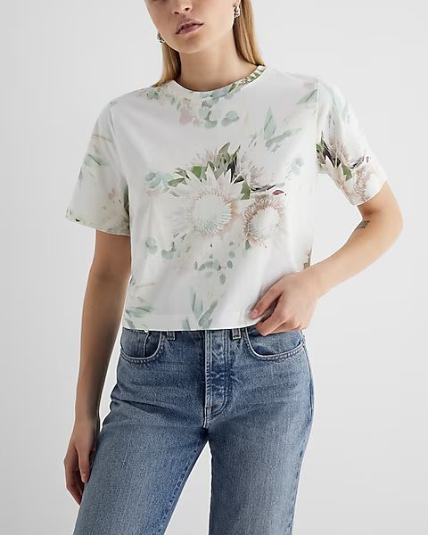 Skimming Floral Crew Neck Boxy Tee | Express