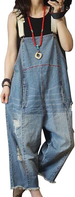 YESNO P60 Women Jeans Cropped Pants Overalls Jumpsuits Hand Painted Poled Distressed Casual Loose Fi | Amazon (US)