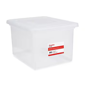 Staples File Box Plastic File Box Snap, Letter/Legal Size, Clear (140168/140139) | Staples | Staples