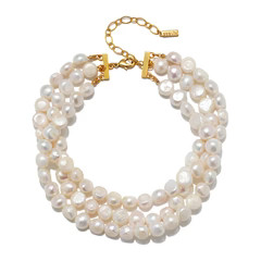 Mabelle 3-Strand Pearl Choker Necklace | Sequin