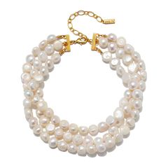 Mabelle 3-Strand Pearl Choker Necklace | Sequin