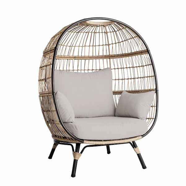 Paloma Taupe Wicker with Sand Cushions Oversized Patio Egg Chair | At Home