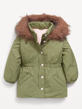 Water-Resistant Faux-Fur Hooded Parka Jacket for Toddler Girls | Old Navy (US)