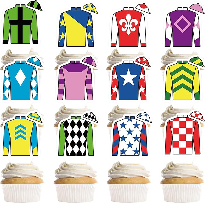 Happy Birthday Cake Toppers, 36 Pcs Jockey Silks Horse Cake Toppers, Horse Birthday Party Supplie... | Amazon (US)