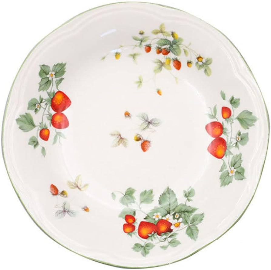 Retro Strawberry Pattern Ceramic Dinner Plate Steak Plate Salad Plate Dessert Plate-Deep | Amazon (US)