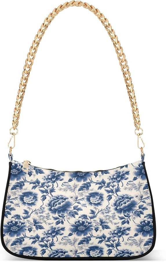 Shoulder Bags for Women Flower Floral Hobo Tote Handbag Small Clutch Purse with Zipper Closure | Amazon (US)