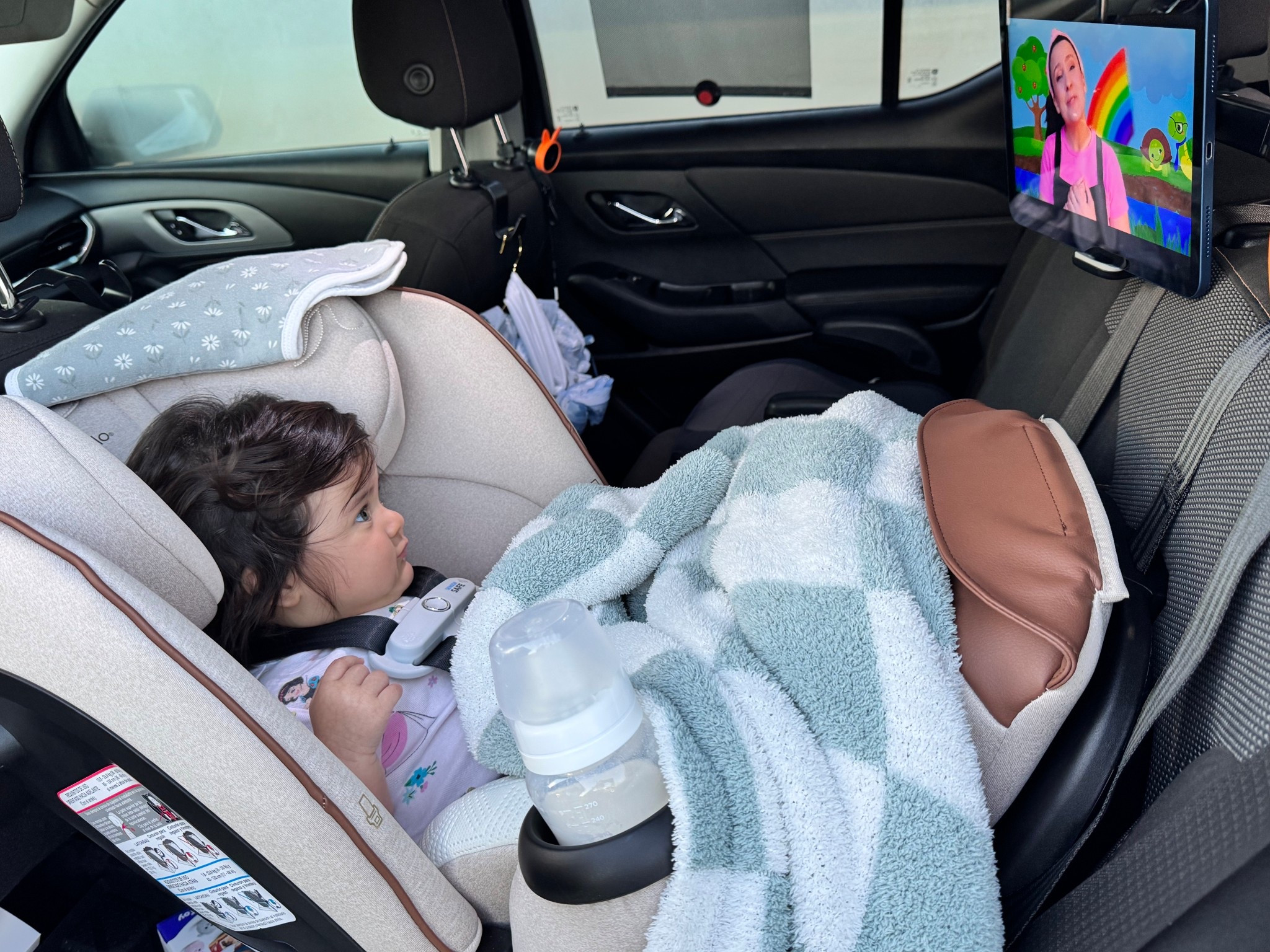 Baby girl riding in style! We love her new big girl seat. 