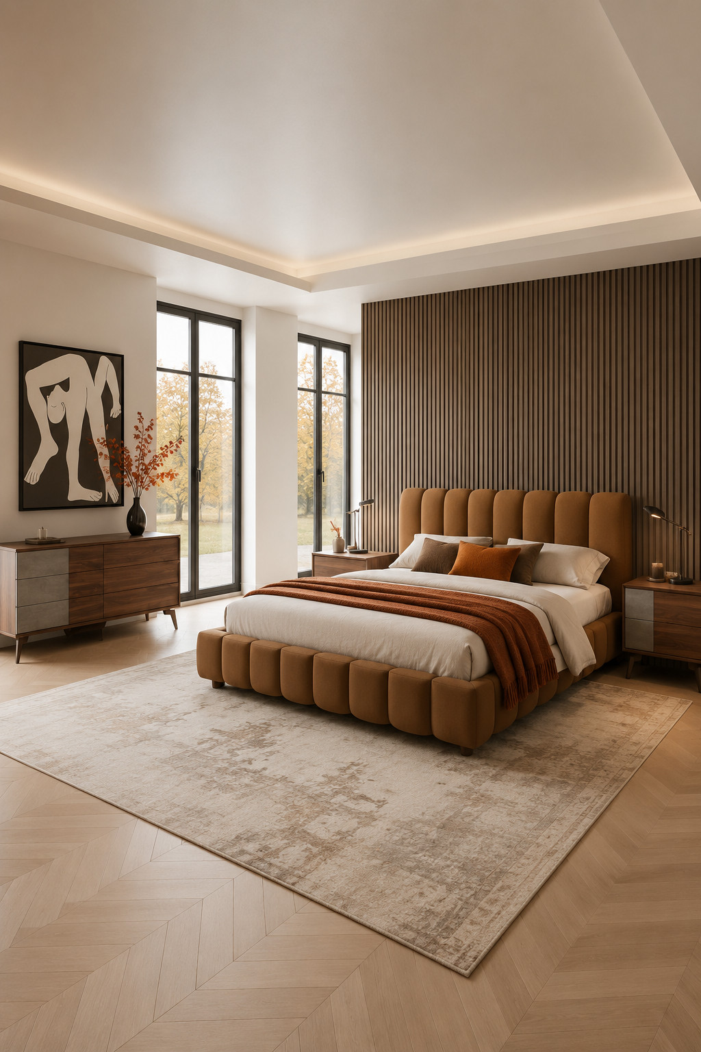 Such a pretty Wayfair find for a warm fall bedroom refresh 🍂 The caramel upholstered bed instantly makes the space feel cozy and elevated, while the walnut-toned nightstands and dresser add that rich, modern look I love for fall. Styled with creamy bedding, a rust throw, soft neutral pillows, and just a few autumn branches, it feels seasonal without being overdone. Even better, this bedroom set is on sale for Labor Day, so it’s a great time to give the whole room a fresh new look.

#WayfairFinds #WayfairSale #LaborDayDeals #LaborDaySale #FallBedroom #FallBedroomRefresh #BedroomInspo #BedroomSet #CozyBedroom #ModernBedroom #WarmNeutralHome #FallHomeDecor #AutumnBedroom #HomeRefresh #CozyHome #BedroomFurniture #WayfairDeals #LTKHome #FallDecor #HomeInspo 

 #LTKSeasonal #LTKHome #LTKSaleAlert