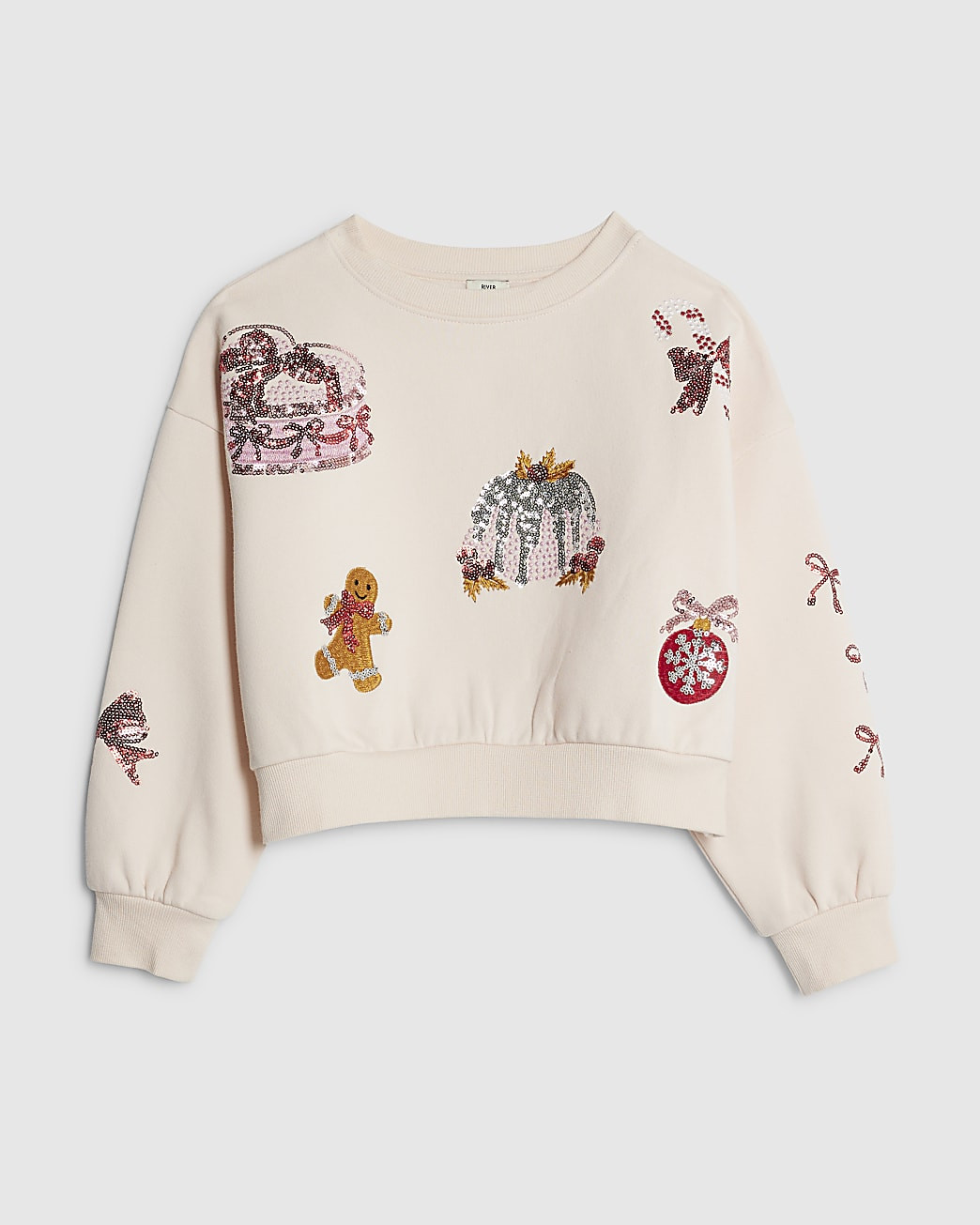 Girls Pink Embellished Christmas Sweatshirt | River Island UK & IE
