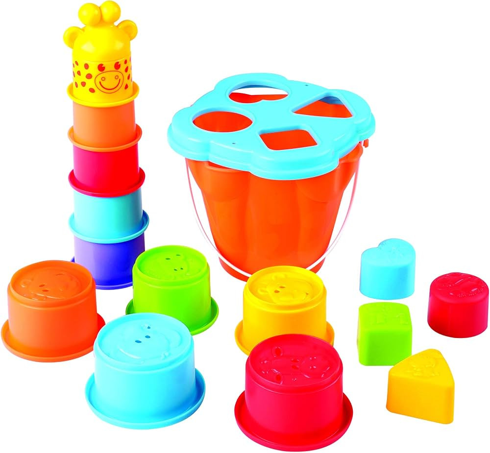 PLAY Centro de actividades de jirafa, tazas apilables, juguetes educativos para bebés, juguetes ... | Amazon (US)