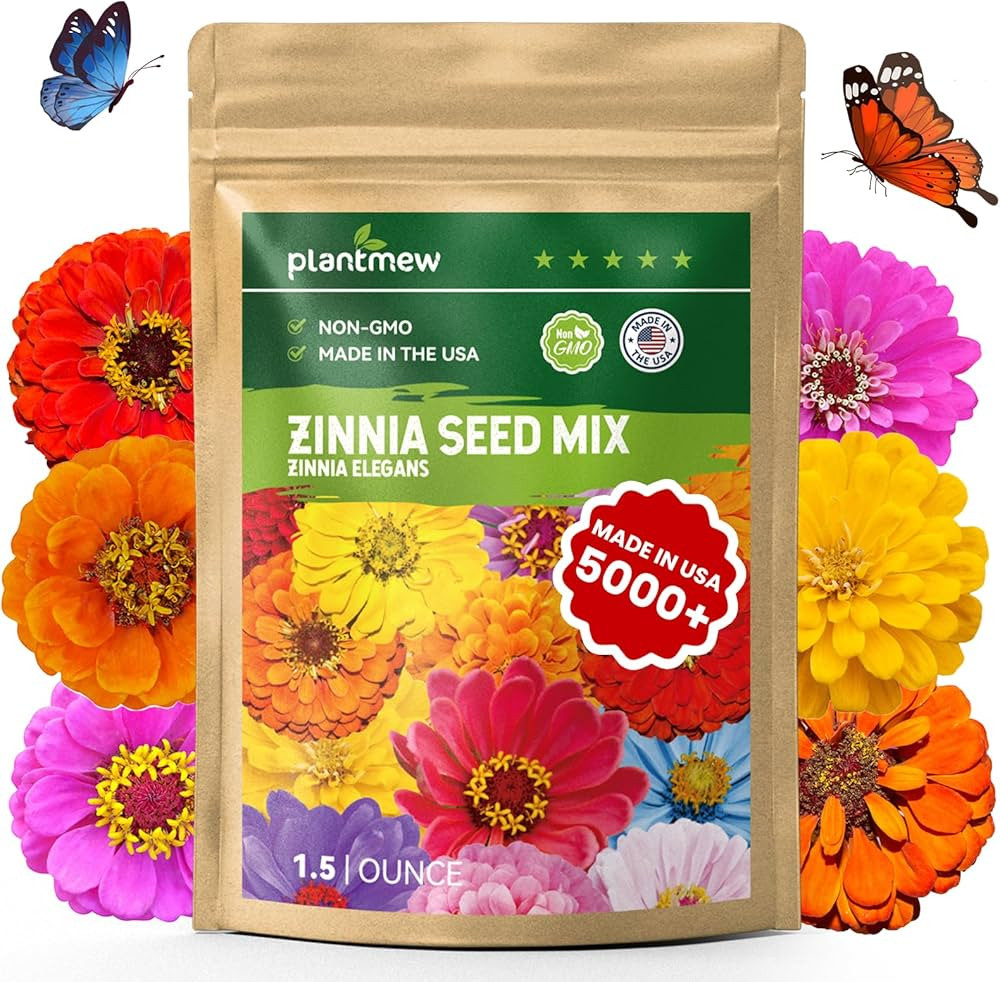 5000+ Zinnia Seeds Flower Seeds for 2026 Planting, 1.5 Oz, 5 Varieties (Pink, Yellow, Orange, Whi... | Amazon (US)